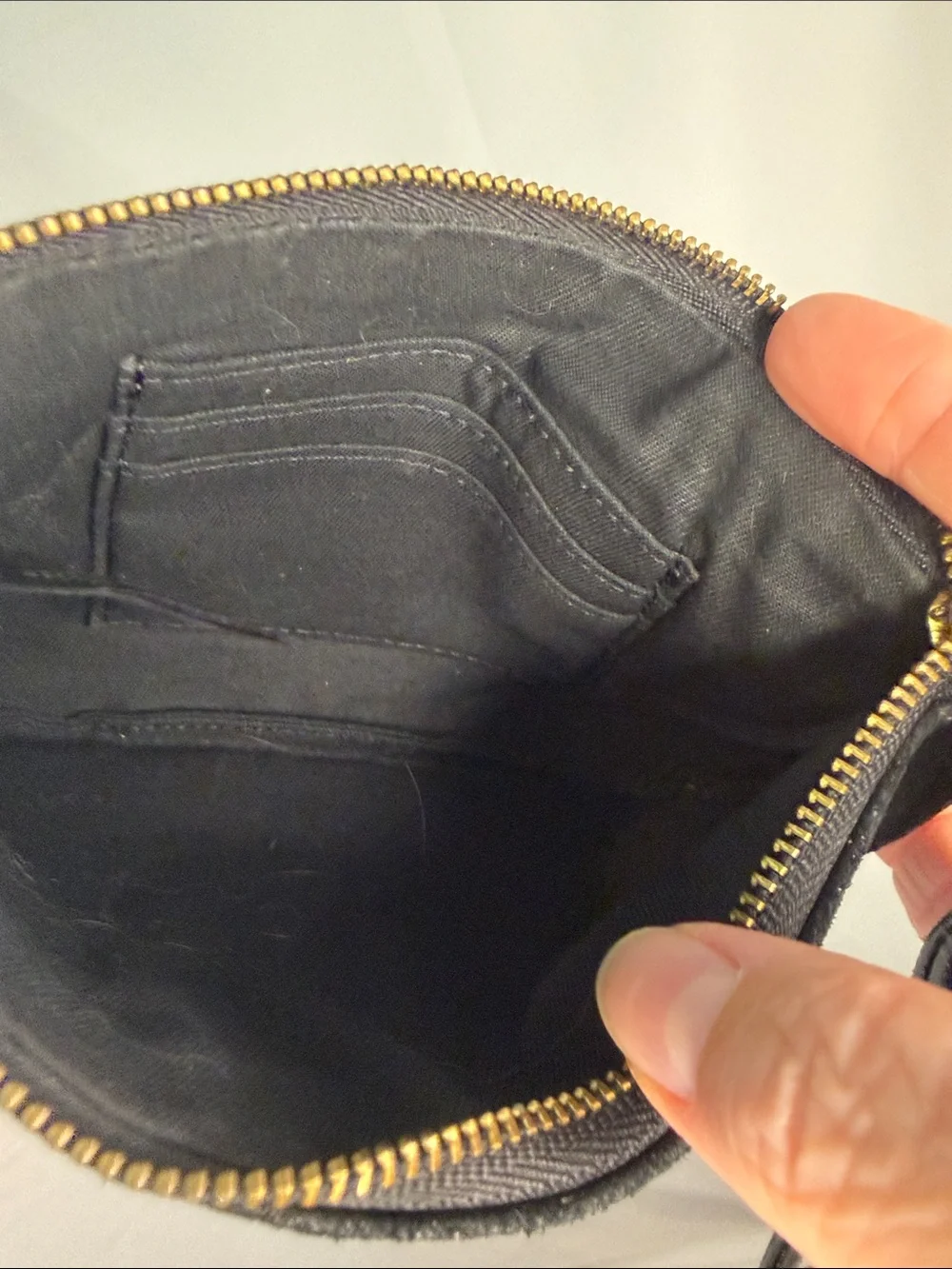 Fossil Black Leather Wristlet with Gold Zipper Cow Hide Wristlet